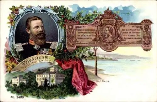 Litho San Remo Ligurien, Villa Zinio, Kaiser Friedrich III.