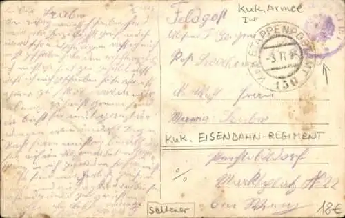 Ak K. u. k. Eisenbahn Regiment, Eisenbahnprovisorium im Bogen, I WK