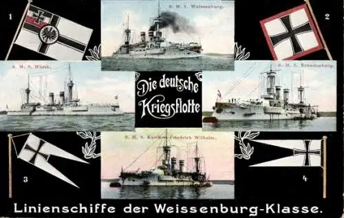 Ak Deutsches Kriegsschiff, SMS Brandenburg, Weissenburg-Klasse, Linienschiffe