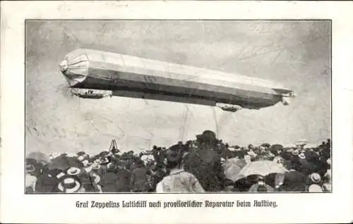 Ak Zeppelin LZ 5, Z II, Aufstieg nach provisorischer Reparatur 1909