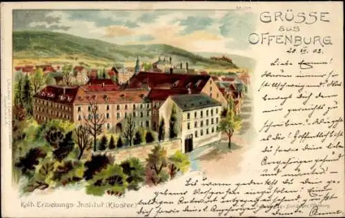 Litho Offenburg am Schwarzwald, Katholisches Erziehungsinstitut, Kloster