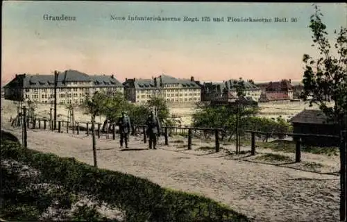 Ak Grudziądz Graudenz Westpreußen, Neue Infanteriekaserne Regiment 175, Pionierkaserne Batl. 26