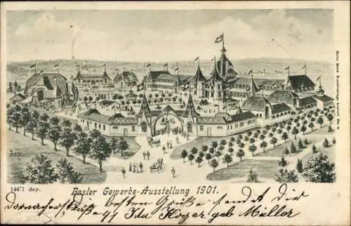 Litho Basel Bâle Stadt Schweiz, Gewerbeausstellung 1901