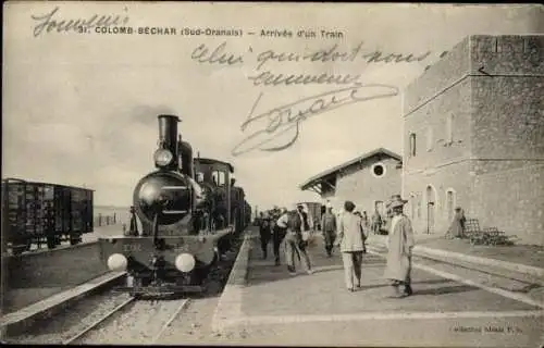 Ak Colomb Bechar Algerien, Eisenbahn, Bahnhof