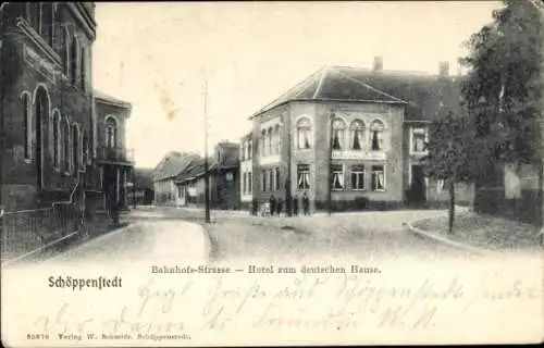 Ak Schöppenstedt in Niedersachsen, Bahnhofstraße, Hotel zum deutschen Hause