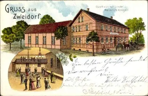 Litho Zweidorf Wendeburg Niedersachsen, Gasthaus zur Linde