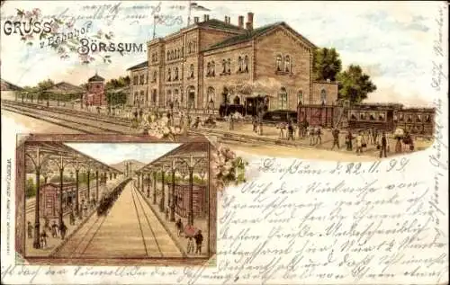 Litho Börßum Börssum am Harz, Bahnhof, Gleisseite