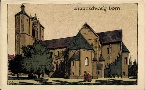 Steindruck Ak Braunschweig in Niedersachsen, Dom
