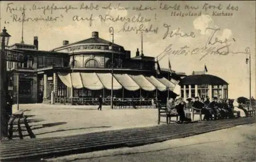 Ak Nordseeinsel Helgoland, Kurhaus, Promenade