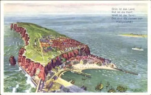 Ak Nordseeinsel Helgoland, Totalansicht