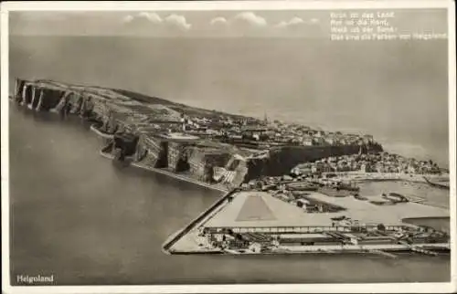 Ak Nordseeinsel Helgoland, Gesamtansicht, Hafen, Fliegeraufnahme