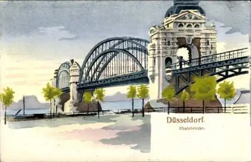 Ak Düsseldorf am Rhein, Rheinbrücke