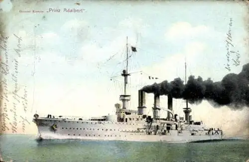 Ak Deutsches Kriegsschiff, SMS Prinz Adalbert, Großer Kreuzer, Kaiserliche Marine