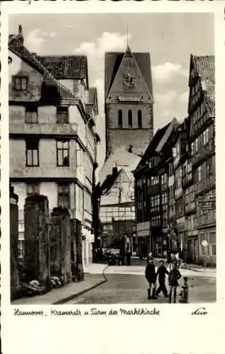 Ak Hannover in Niedersachsen, Kramerstraße, Turm der Marktkirche