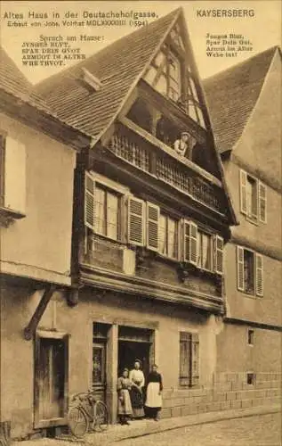 Ak Kaysersberg Elsass Haut Rhin, Altes Haus in der Deutschehofgasse