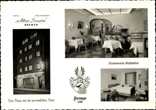 Ak Hansestadt Bremen, Hotel Restaurant Alter Senator, Bes. G. Frommer, Fedelhören 7