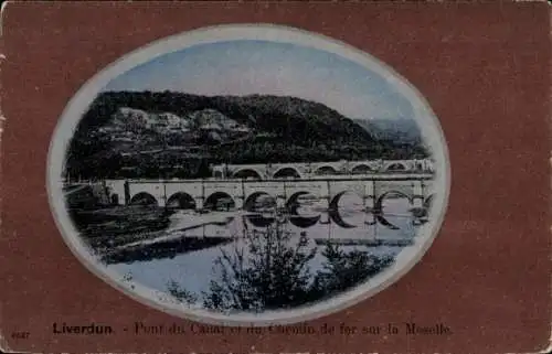 Passepartout Ak Liverdun Meurthe et Moselle, Kanalbrücke, Moselbahn