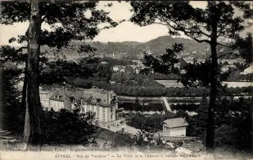 Ak Épinal Lothringen Vosges, Nid de Verdure, Gesamtansicht, Schloss