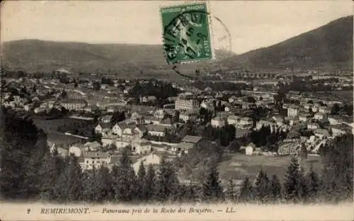 Ak Remiremont Lothringen Vosges, Panorama pris de la Roche des Bruyetes