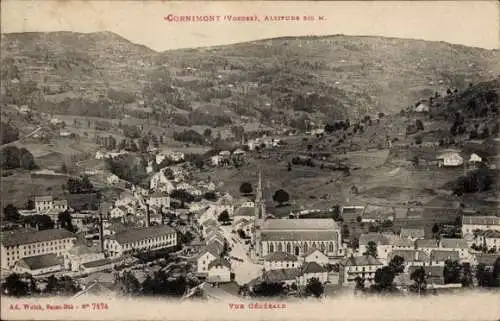 Ak Cornimont Vosges, Panorama, Kirche
