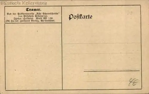 Scherenschnitt Künstler Ak Kellermann, E., Trauer