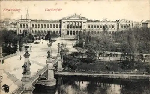 Ak Straßburg Elsass Bas Rhin, Universität m. Vorplatz