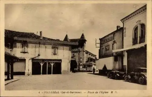 Ak Villeréal Lot et Garonne, Place de l'Eglise