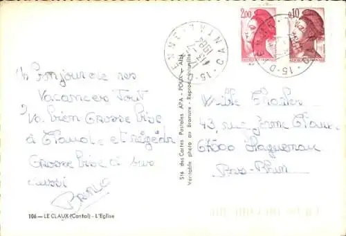 Ak Le Claux Cantal, Kirche