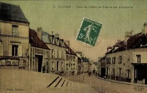 Ak Écouen Val d'Oise, Rathausplatz