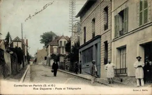 Ak Cormeilles in Parisis Val d'Oise, Rue Daguerre, Poste et Télégraphe