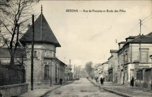 Ak Le Val d'Oise de Bezon, Rue de Pontoise und Mädchenschule