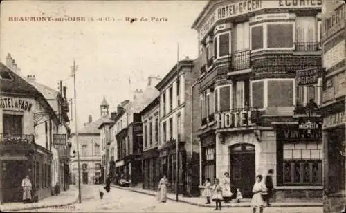 Ak Beaumont sur Oise Val d'Oise, Rue de Paris, Hotel