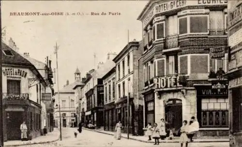Ak Beaumont sur Oise Val d'Oise, Rue de Paris, Hotel