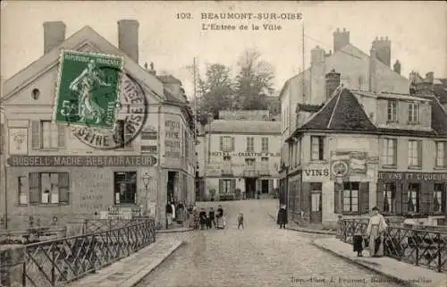 Ak Beaumont sur Oise Val d'Oise, Eingang zur Stadt, Hotel