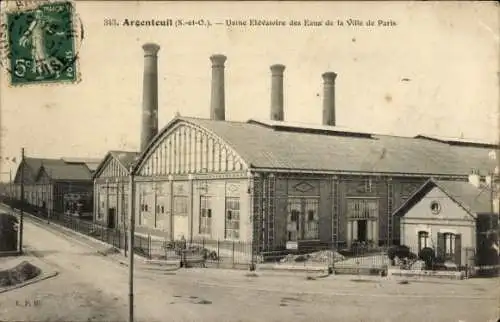 Ak Argenteuil Val d'Oise, Aufzugswasserwerk der Stadt Paris