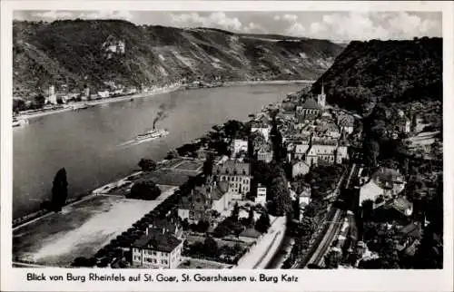 Ak Sankt Goarshausen am Rhein, Burg Katz, St. Goar, Blick von Burg Rheinfels