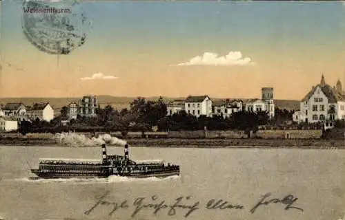 Ak Weißenthurm am Rhein, Teilansicht, Dampfschiff
