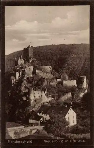 Ak Manderscheid in der Eifel, Niederburg, Brücke