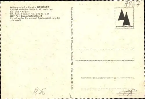 Ak Elzach im Schwarzwald, Höhengasthof Pension Heidburg