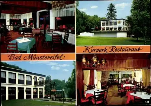 Ak Bad Münstereifel in Nordrhein Westfalen, Kurpark-Restaurant, Außenansichten, Speiseräume