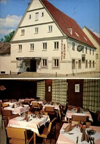 Ak Zusmarshausen in Schwaben, Hotel-Gasthof Krone, Speiseraum, Außenansicht