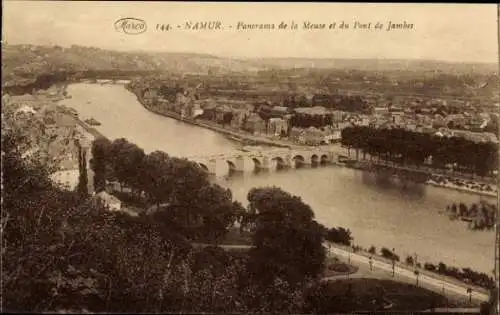 Ak Namur Wallonien, Panorama de la Meuse, Pont de Jambes