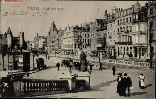 Ak Anvers Antwerpen Flandern, Quai Van Dljck