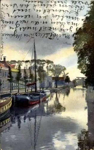 Ak Hafen, Fluss, Boote, Häuser