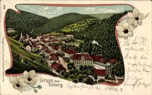 Passepartout Litho Triberg im Schwarzwald, Panorama