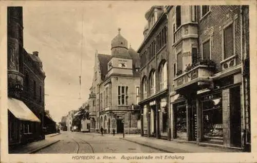 Ak Homberg am Rhein Duisburg im Ruhrgebiet, Augustastraße, Erholung, Geschäfte, Balkon