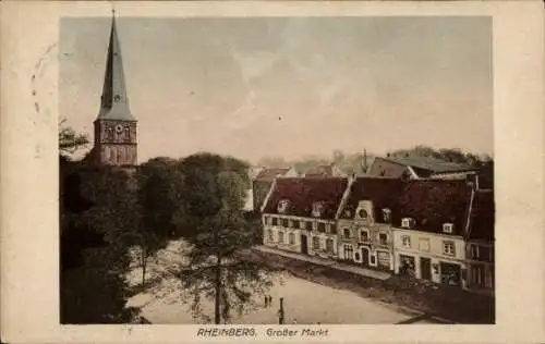 Ak Rheinberg am Niederrhein, großer Markt, Kirche