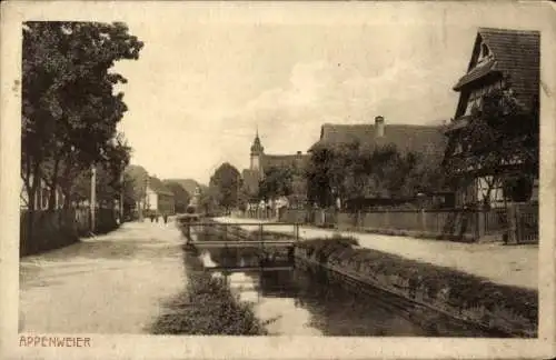 Ak Appenweier in Baden Schwarzwald, Teilansicht, Brücke, Fachwerkhaus