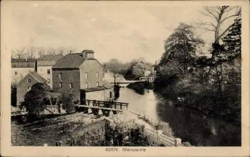 Ak Goch am Niederrhein, Teilansicht, Niers, Brücke