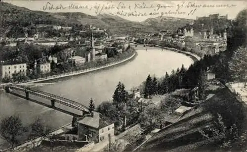 Ak Salzburg in Österreich, Panorama, Brücke